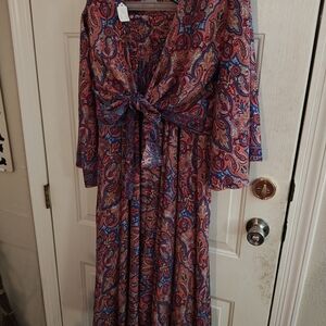 Others Follow Paisley Wide Leg Jumpsuit - Red and Blue